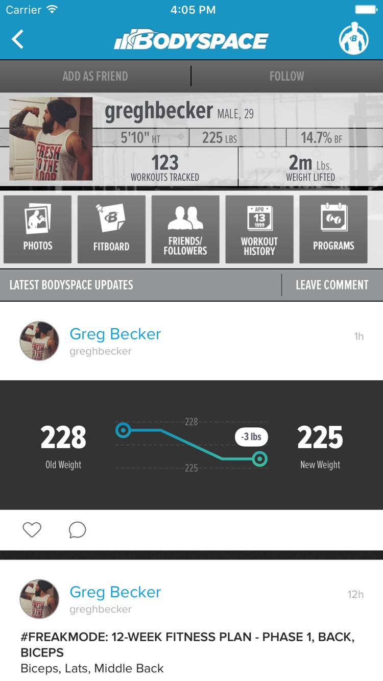 BodySpace - Social Fitness App screenshot 1