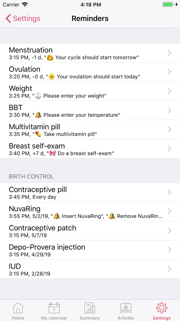 WomanLog Pro Calendar screenshot 5