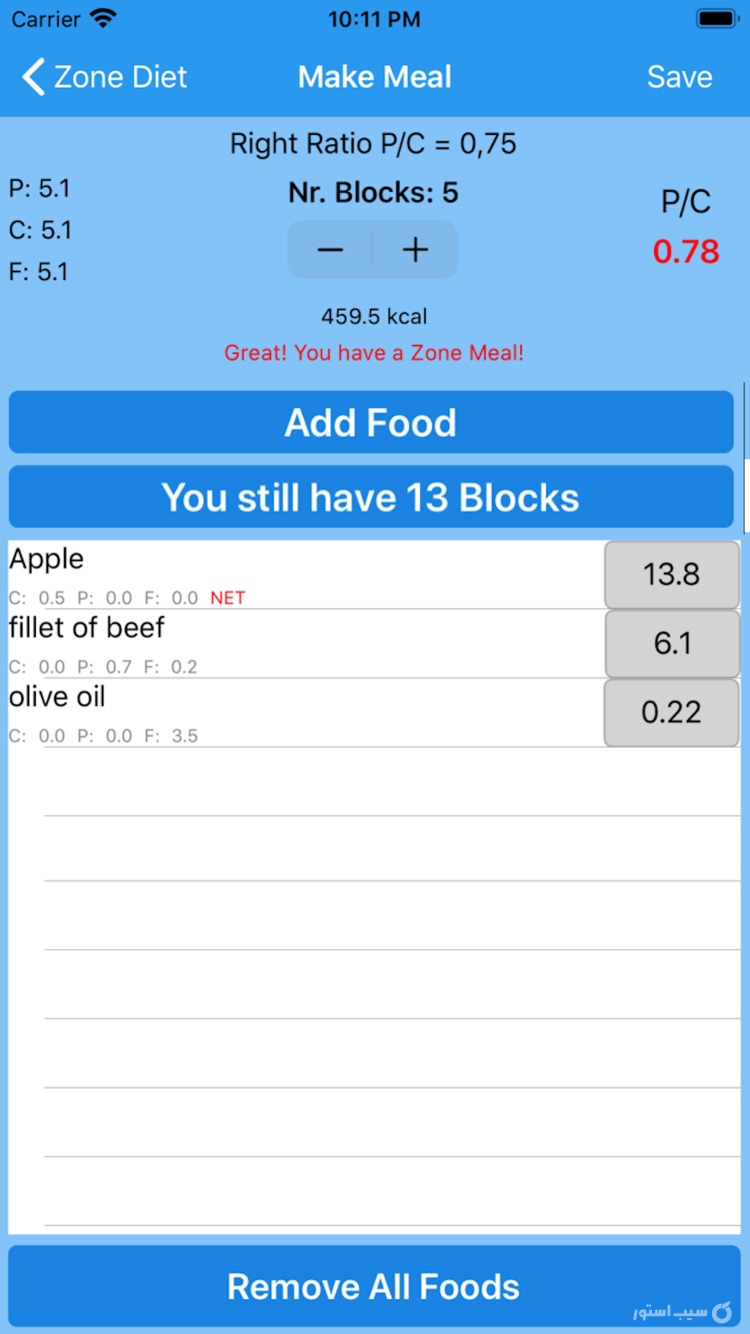 Zone Diet screenshot 2